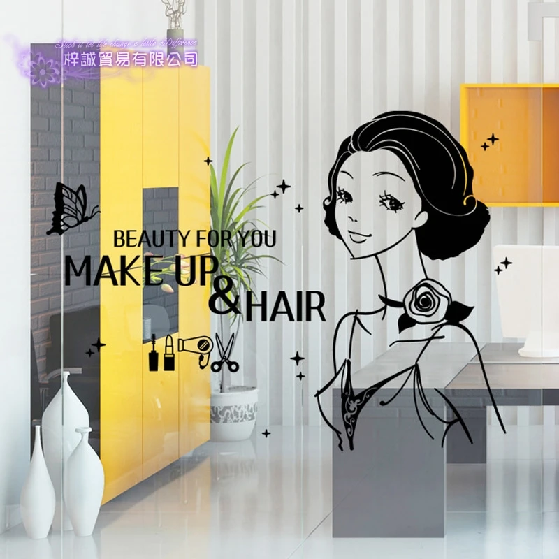 

Hair Salon Wall Decal Beauty Salon Scissor Sticker Barber Shop Vinyl Wall Decals Decor Mural Hairdresser Glass Window Sticker