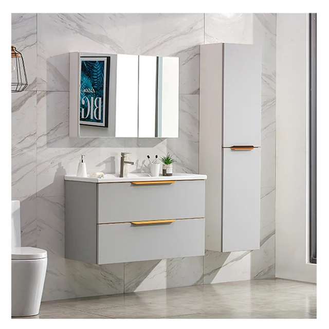 2024 Custom Luxury Top End Made Mirror Small Wood Wall Mounted Modern Bathroom Cabinet Vanity