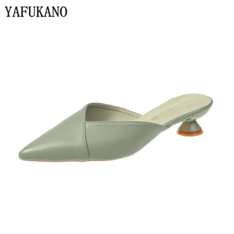 2024 New Women Low Heel Slippers Fashion Mules Shoes Pointed Toe Slides candy color Sandal Ladies Slides Flip Flop Zapatos Mujer