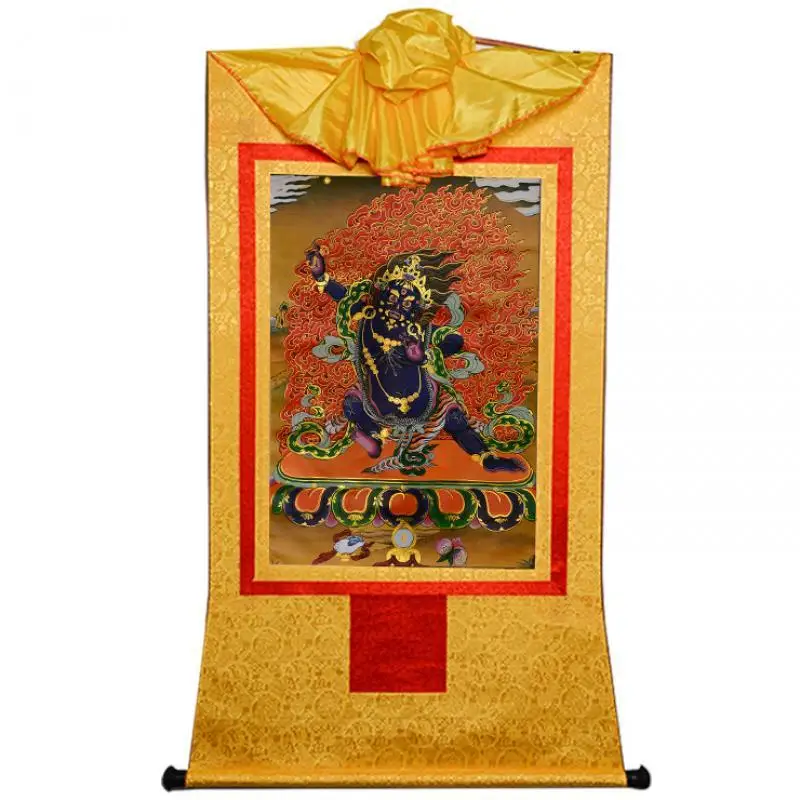 35cm Tibetan Buddhism Buddha Print Silk Gild Thangka Vajrapani Buddha Thanka