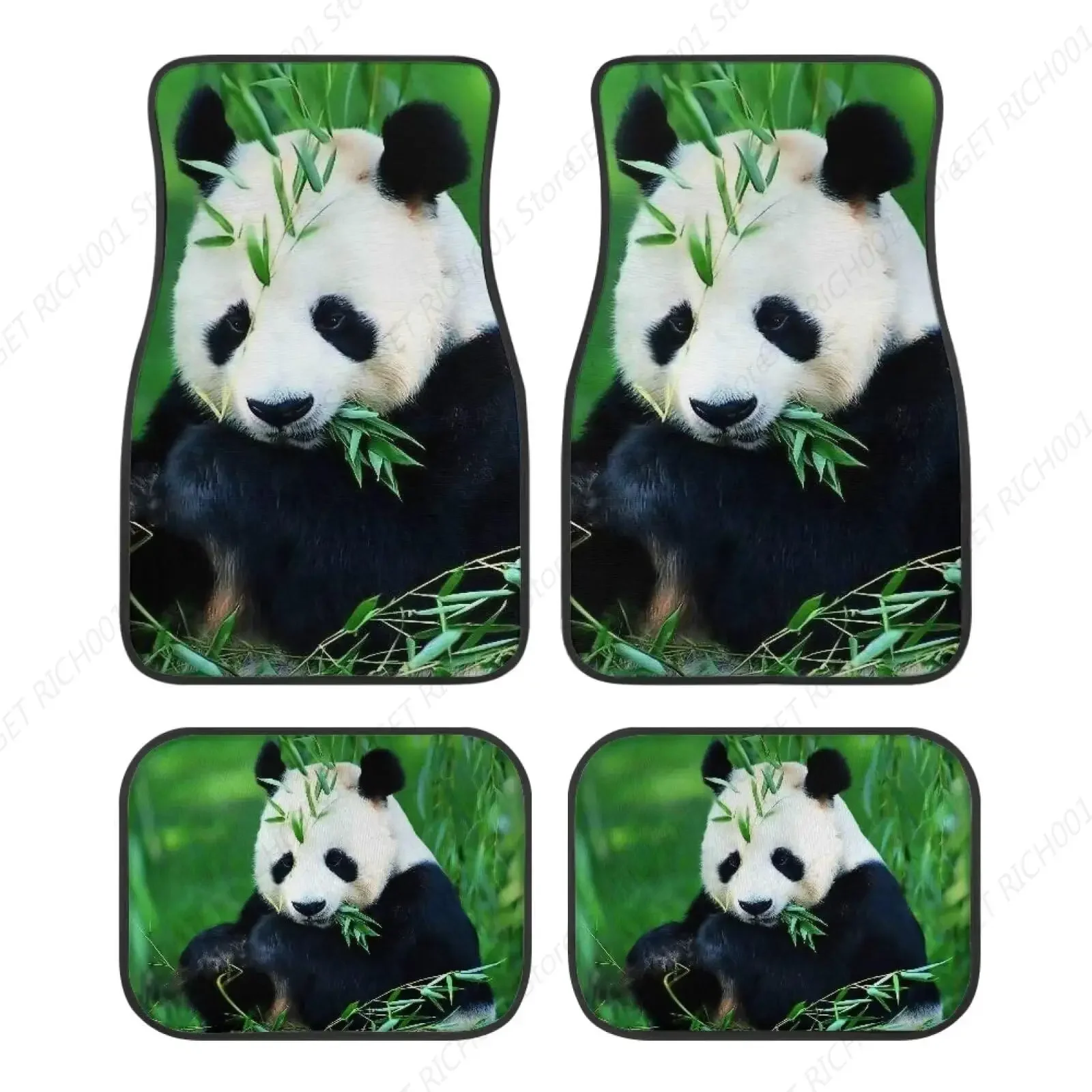 Alfombrillas Bambú Panda Para Coche، Alfombra Antislizante، Juego Completo 4 Piezas، Ajuste Universal Para Camions، SUV Y Fur