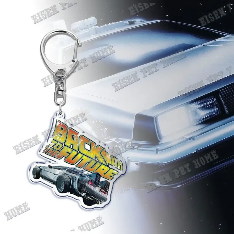 Movie Back To Future Keychain for Accessories Bag Art Vintage Pendant Key Chain Ring Love Pug Keychains Jewelry Christmas Gift