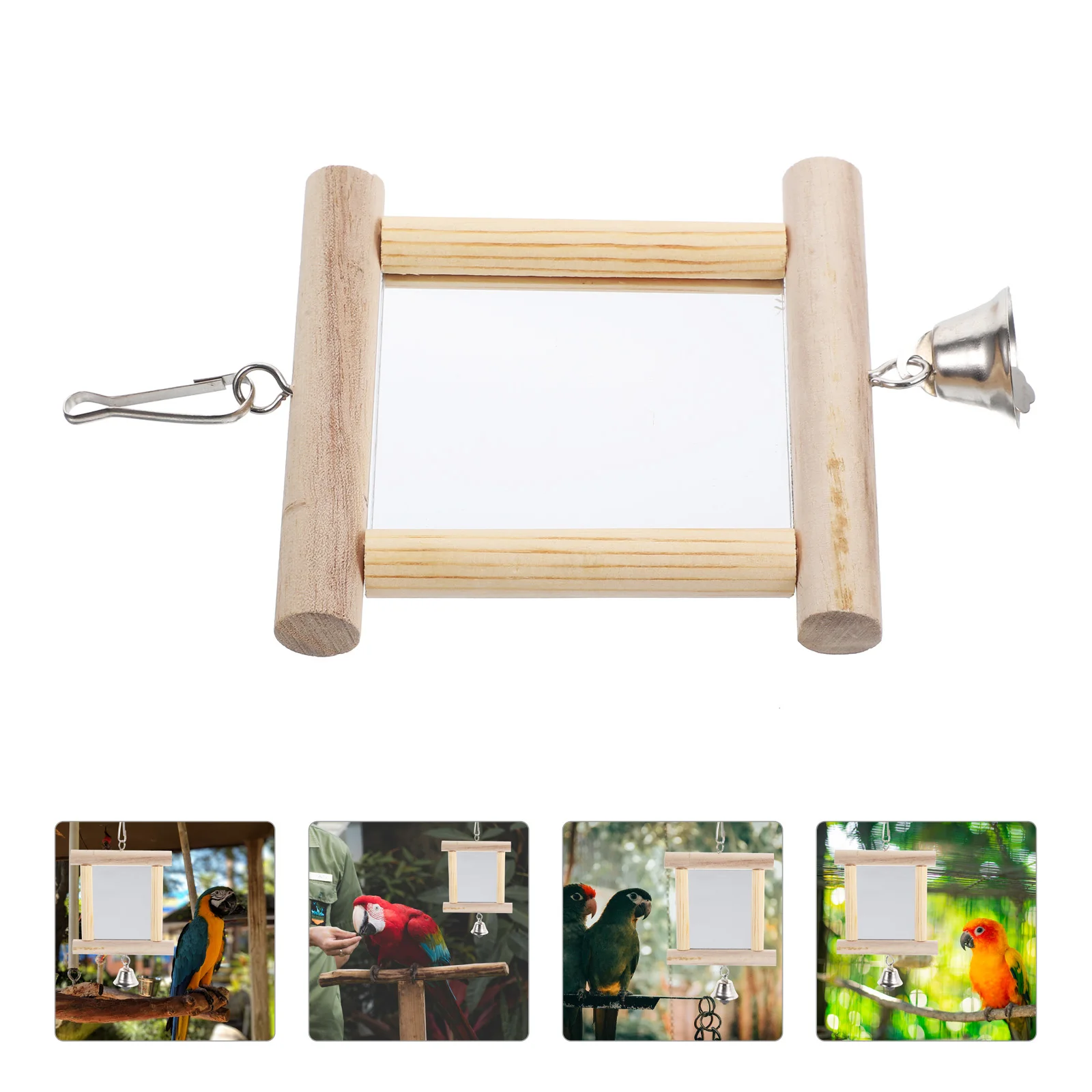 Parrot Mirror Toy Pet Preening Parakeet Bird Accessory Accessories Toys for Parakeets Wooden Cage Cockatiel