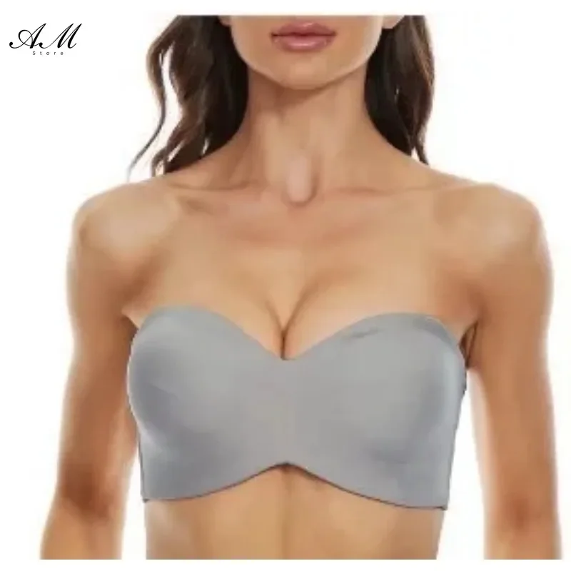 Reggiseno a fascia convertibile antiscivolo con supporto completo Reggiseno push up senza spalline taglie forti Reggiseno senza cuciture con ferretto convertibile levigante non imbottito