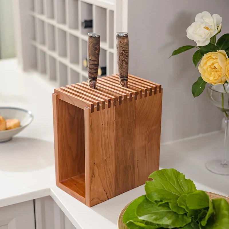 Knife Holder Solid Upscale Wood Japanese Knife Block Shelf Multifunctional Storage Home Rack Kitchen Tools Accessories Organizer