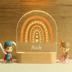 Custom LED Night Light with Wooden Base,Baby Night Light,Cute Rainbow Lamp,Personalized Night Light,Baby Girl Gift