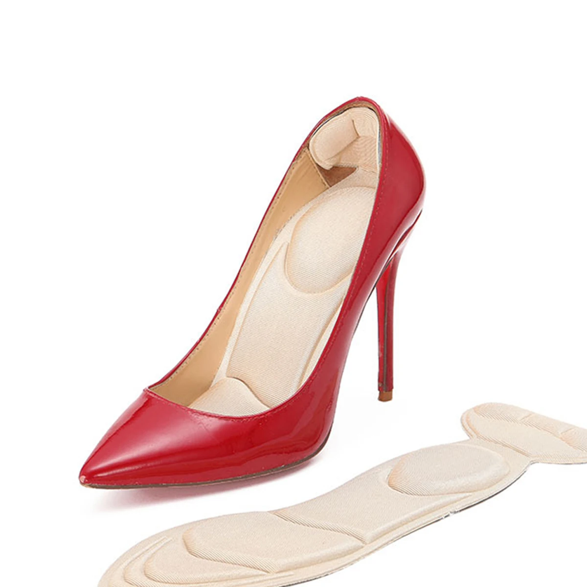 

1 High Heel Insoles Women Creamy White Inserts Comfortable Anti Slip Pads Long Lasting Heel Protectors Foot Care Tools