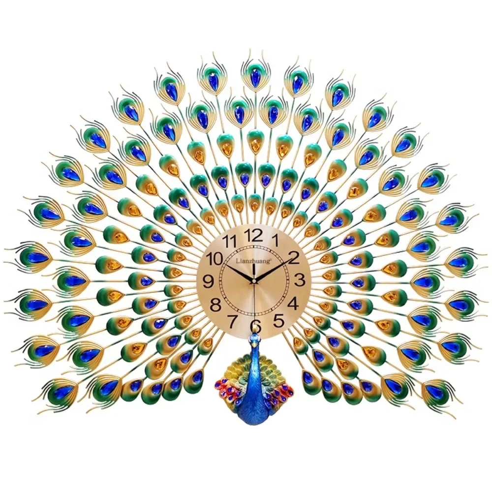 Stylish Peacock Design Luxury Digital Wall Clock For Living Room Modern Silent Orologio Da Parete Elegant Home Decoration Trendy