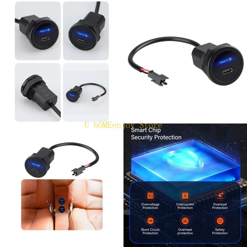 

B0KF 30W PD3.0 USB Type C Выходная выпускная машина для автомобильного автобусного грузовика, мощность адаптера мощности 12 В/24
