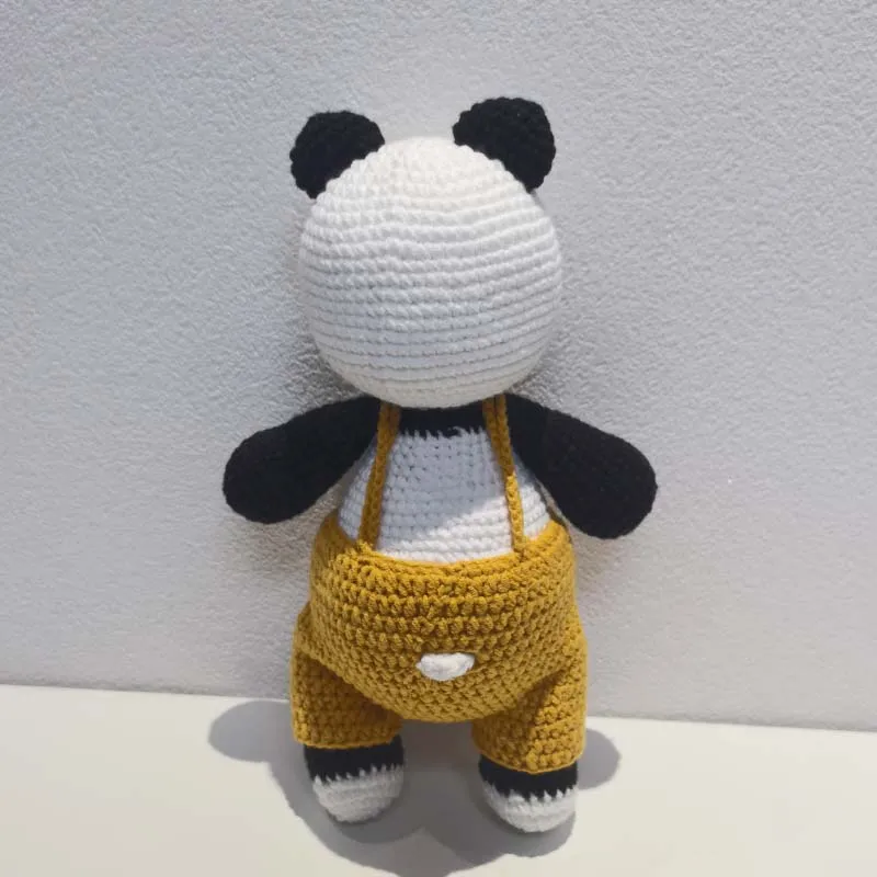 Baby gehaakte gevulde panda speelgoed zacht katoen gebreide pluche panda pop Mini kawaii knuffelpop voor pasgeboren vroeg educatief speelgoed