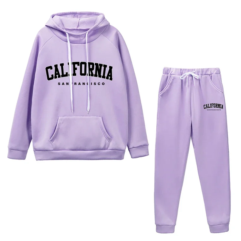 Womens Tracksuit California Letter Printing Hooded Sweatshirts Suit HighQuality Fashion Casual Pants Sets JoggingSports Clothing