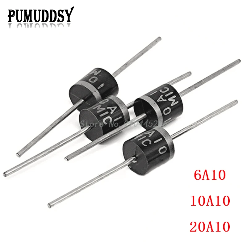 10PCS 10A10 6A10 20A10 R-6 DIP 6A 10A 20A 1000V Electrical Axial Rectifier Diode