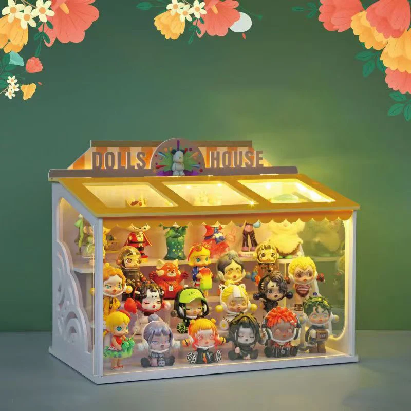

Glowing Dollhouse Transparent Acrylic Storage Boxes Blind Boxes Toys, Souvenirs Dustproof Display Cases
