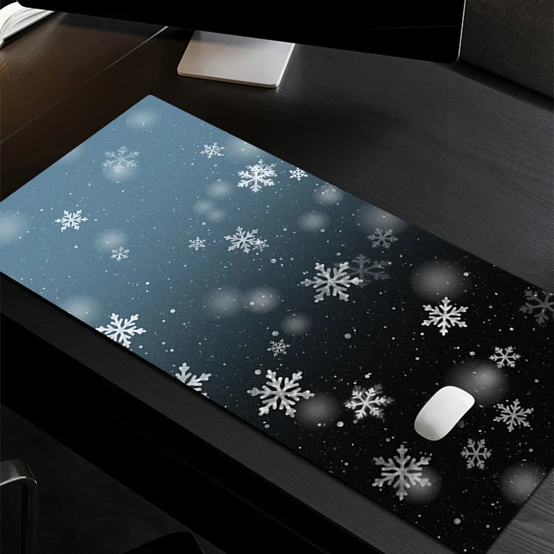 Snowflake Black Leather Desk Pad Mouse Protector Large Small Mouse Pad Home Office Game Desk Mat PU Leather Pc Laptop Desk Mat