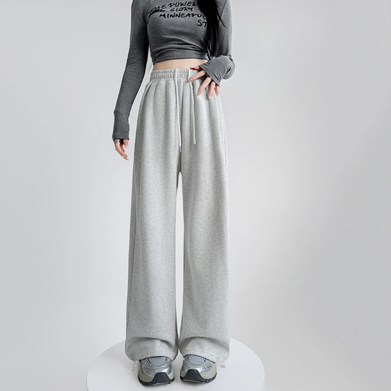 Pantaloni sportivi oversize in vita elastica per donna 2025 Pantaloni larghi primaverili in tinta unita Donna Studente Pantaloni larghi Hip Hop unisex