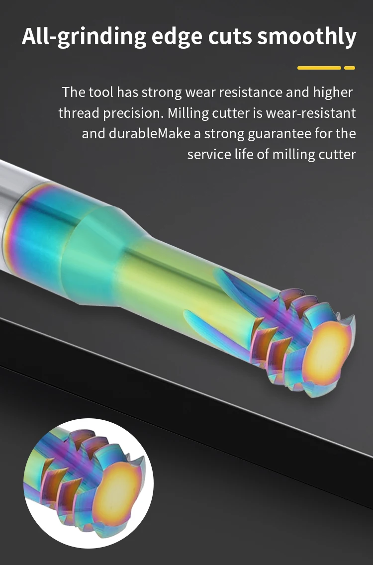 Imagem -05 - Dentes Completos de Carboneto Sólido Rosca Fresa Aço de Tungstênio para Alumínio Dlc Revestido M1.6 m2 M2.5 m3 m4 m5 m8 M10 M12 M14 M16