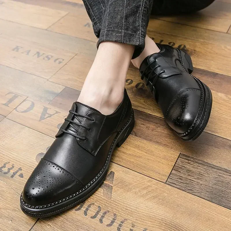 British Business Formal Wear Shoes Men's Two-Layer Leather Formal Social Oxford Shoes Classic Men's Shoes