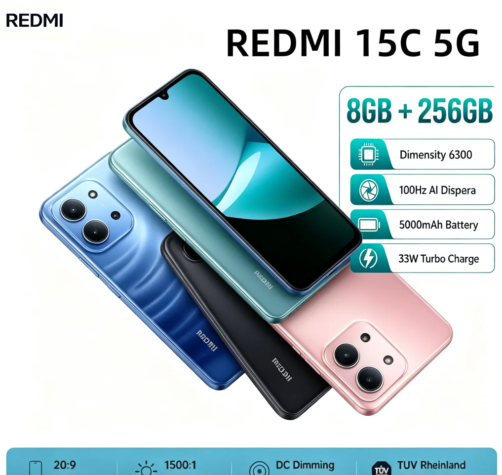 Top‑Rated 2026 Global Unlocked Redmi 15C Practical Smartphone 8+256GB Capacity Dual‑SIM Dual Standby Value‑for‑Money Android