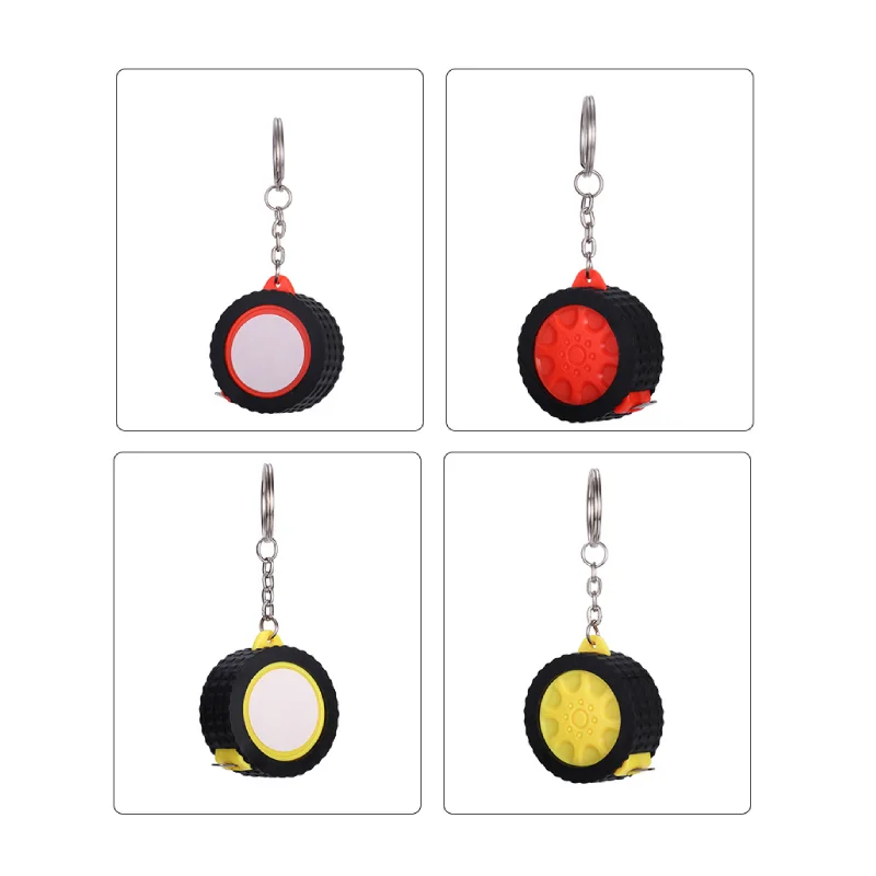 10pcsCreative Tape Measure Pendants Keychain Portable Office Supplies Sublimation Blank Key Chain keyrings For Logo Name Printed