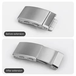 16/18/20/22mmWatch Buckle Solid 316L Stainless Steel Brushed Folding Safety Buckle Double Push Extendable Adjustable Watch Clasp