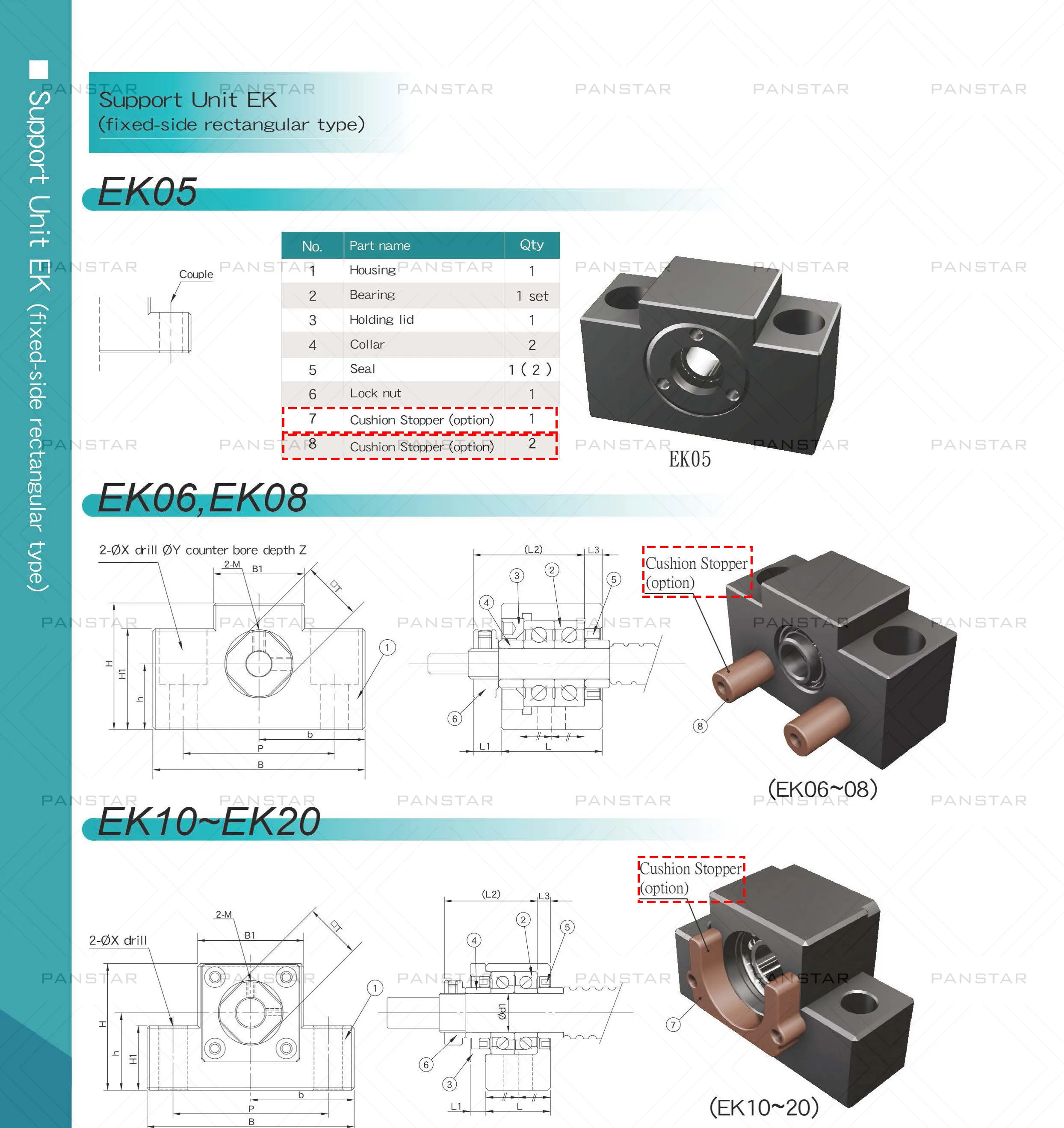 SYK Support Unit Set EKEF Professional EK06 EK08 EK10 EK12 EK15 with C7 EF06 EF08 EF10 EF12 EF15 for Ball Screw TBI sfu 12