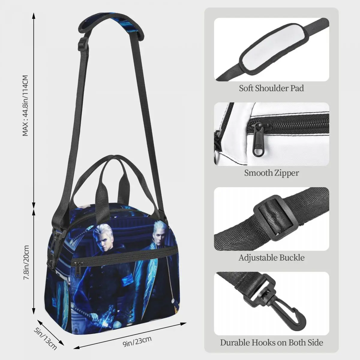 Vergil From The Devil May Cry Series Lunch Bags Insulated Bento Box Lunch Tote Picnic Bags Thermal Bag for Woman Kids Work