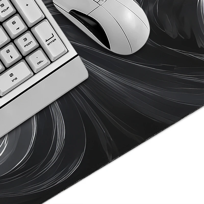 Mouse Pad Gamer Black White Smoke Swirl printon demand Mousepad XXL Mechanical Keyboard Pad Natural Rubber Non-Slip Office