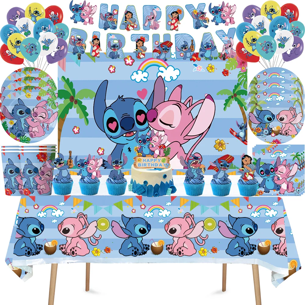 Lilo&Stitch Themed Birthday Party Baby Shower Decoration Aluminum Film Balloon Banner Anniversary Commemorative Event Supplies