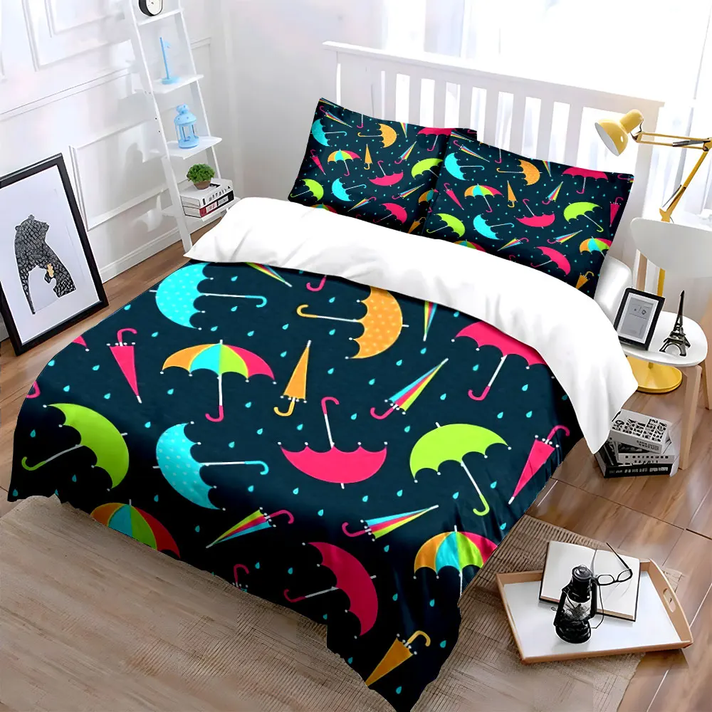 Colorful Umbrella Theme Gift Set Multiple sizes kid's and adults' bedroom Exquisite 3PC bedding set, gift