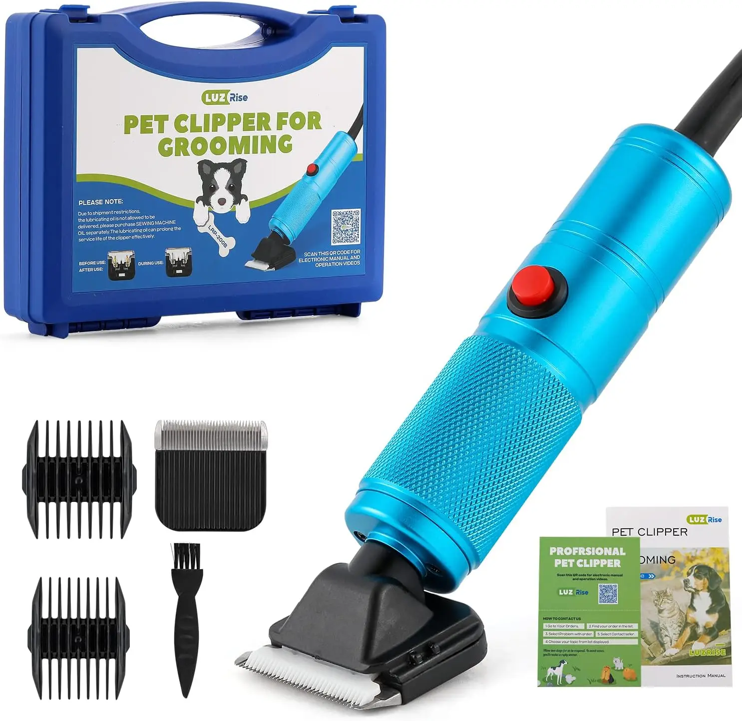 

Professional 200W Pet Grooming Clippers with Low Noise, Stepless Speed Control, Extra Blade & Guide Combs for Dogs and Cats