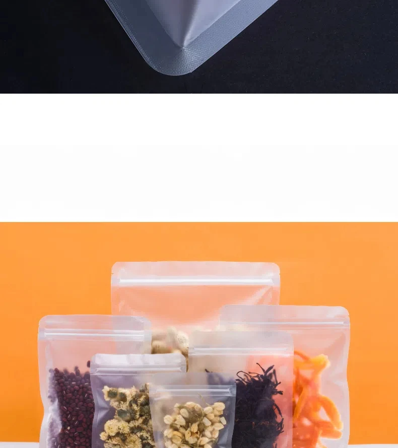 50 Stück mattierte transparente Druckverschlussbeutel, durchsichtige Kunststoff-Aufbewahrungsbeutel, Snack-Tee-Reißverschlussbeutel, Verpackungszubehör, wiederverwendbare Verpackungsbeutel – Detail 8