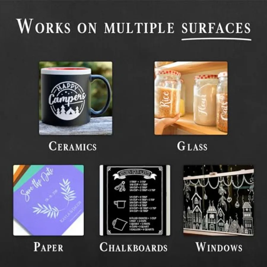 2 White Chalk Markers 2mm Tip For Windows, Blackboard, Dry Erase Board, Chalkboards, Glass, Easy Erase White Chalk Pen