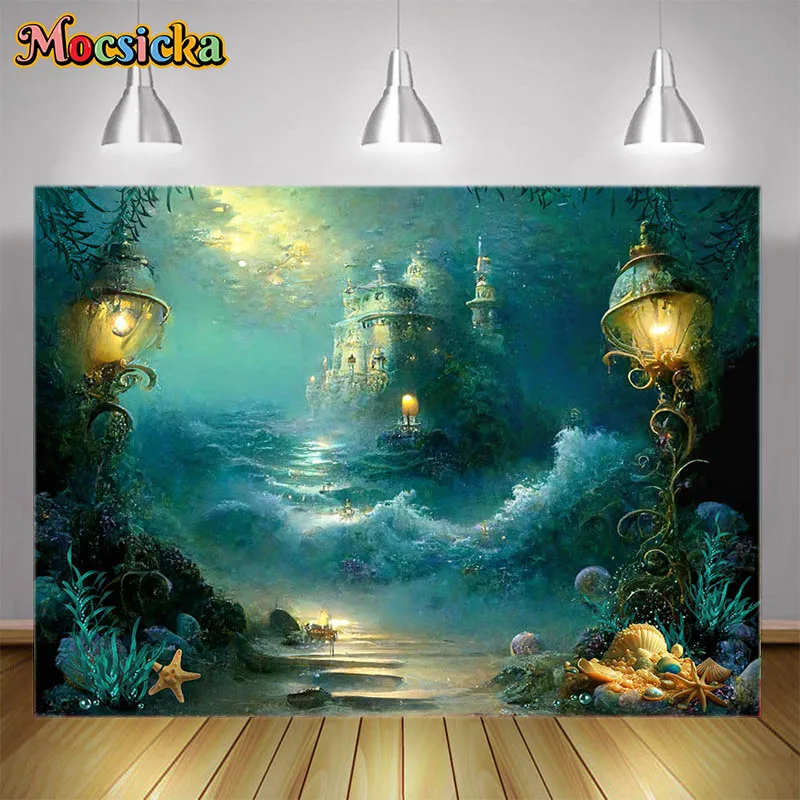 

Sea Castles Photography Backdrops Streetlights Starfish Shells Pearls Fantasy Backgrounds Kids Portrait Photos Shooting Banners