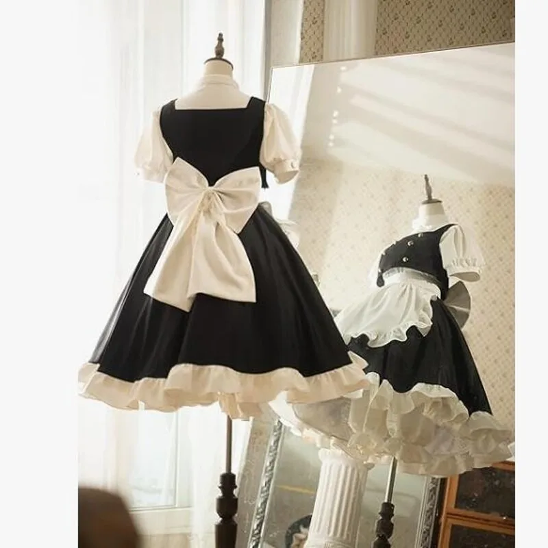 Anime Kirisame Marisa Cosplay Costume Maid Lolita Dress Uniform with Apron Hat Suit for Women Halloween Carnival Party Outfits view 3