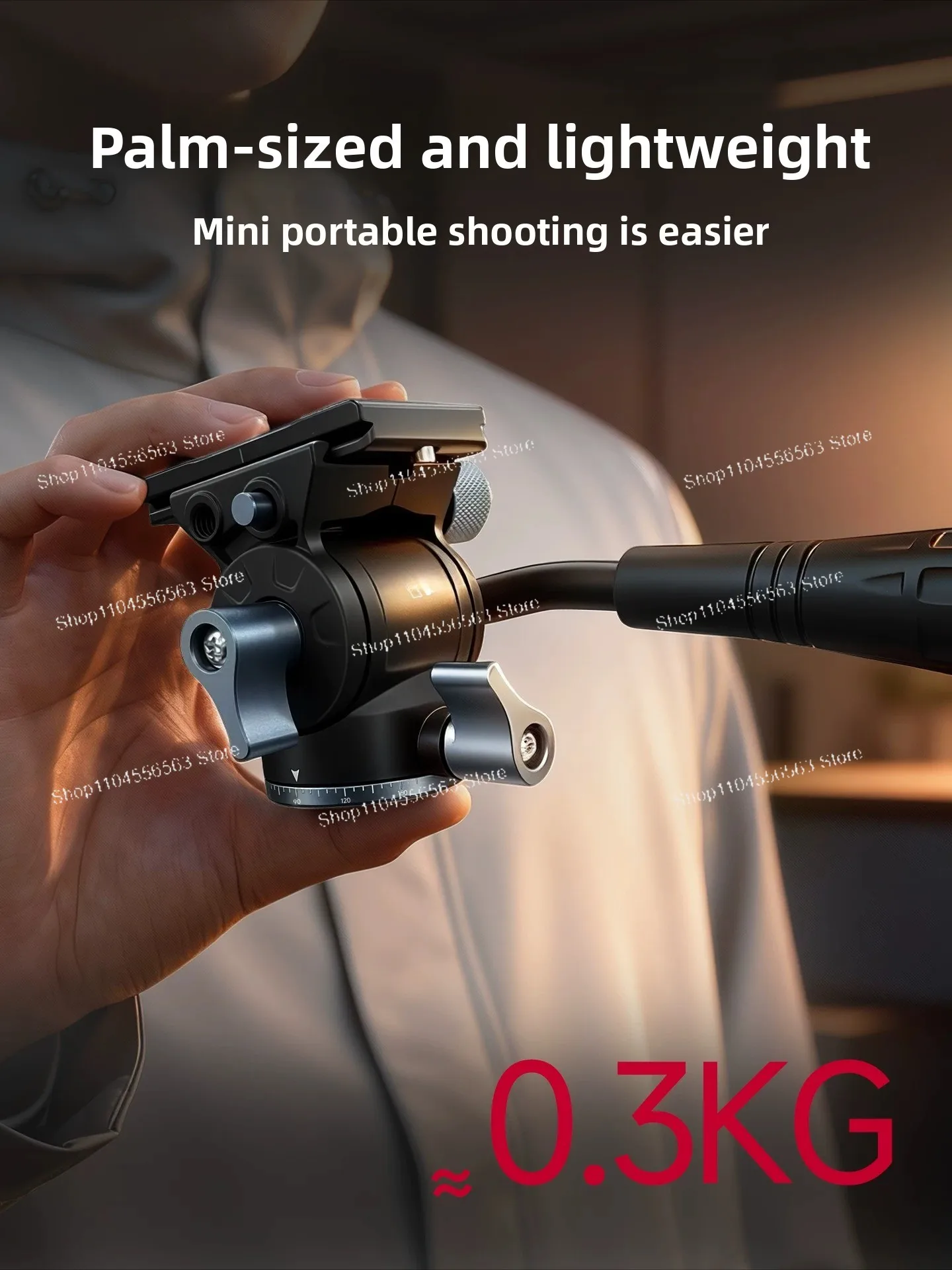 Mini Metal Hydraulic Damping Pan Head for DSLR Mirrorless Camera Phone with Detachable Handle Quick Release Plate Tripod Mount
