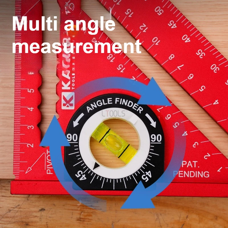 Triangle Ruler Thickened Aluminum Alloy High-precision with 360 Degree Leveling Bubble Adjustable Angle Wide Seat Sturdy Durable