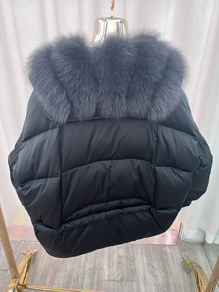 2024 New Fashion Goose Down Jacket Real Fur Coat Natural Fox Fur Collar Winter Women Jacket Thick Outerwear Warm