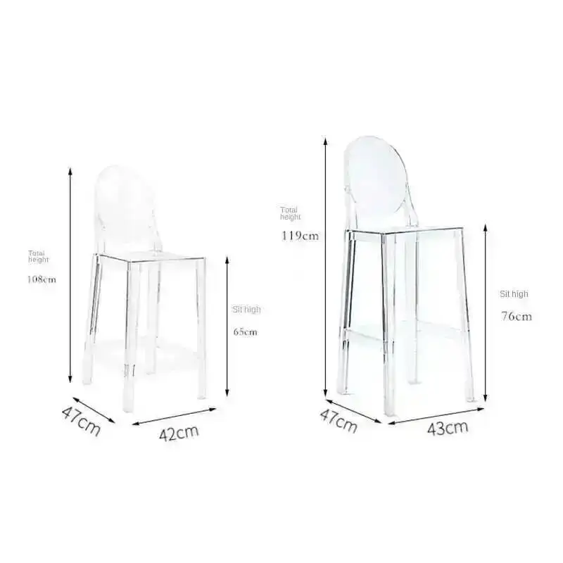 Chair Chairs High Outdoor Bar Bar Acrylic Nordic Ghost Stools Transparent Simple Creative Backrest Front Desk High Chair New view 6