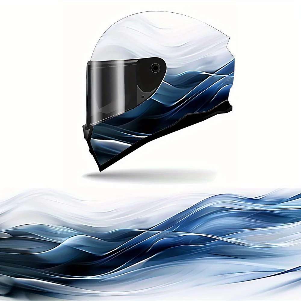 

Наклейки на шлем с рисунком синих и белых волн на все лицо — прочный и водонепроницаемый ПВХ, самоклеящийся мотоциклетный гоночный шлем Aesthe