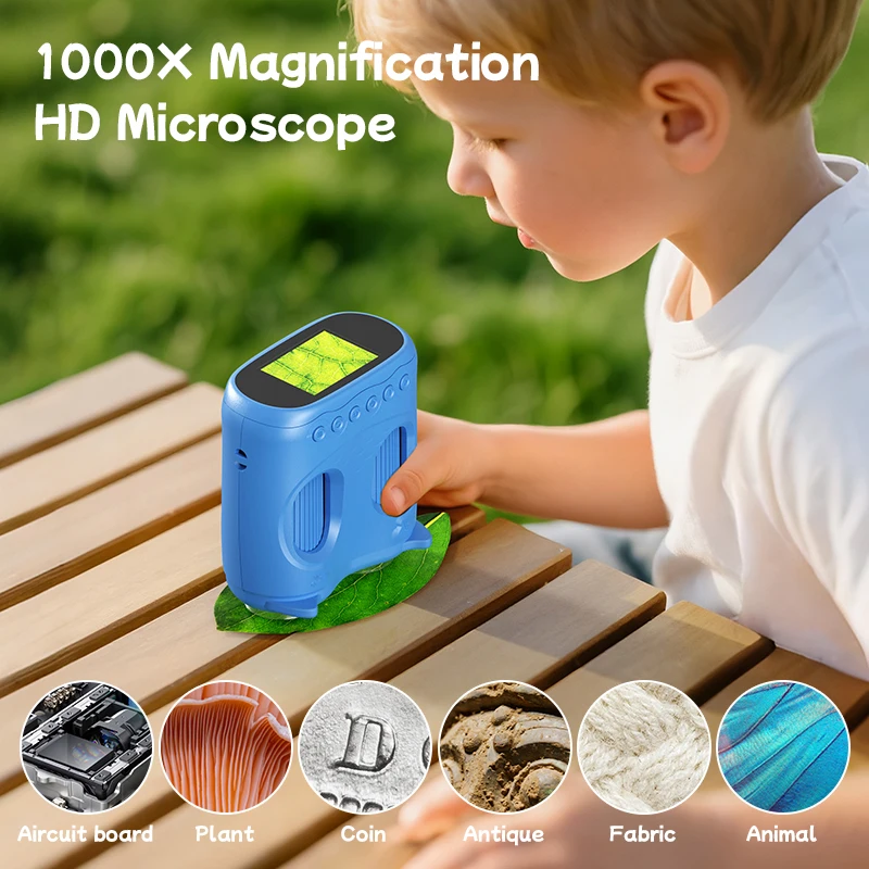 Microscope and Telescope 2 In 1 Children's Optical Educational Toys 2MP HD Camera Kids Microscope 1000x Halloween Christmas Gift