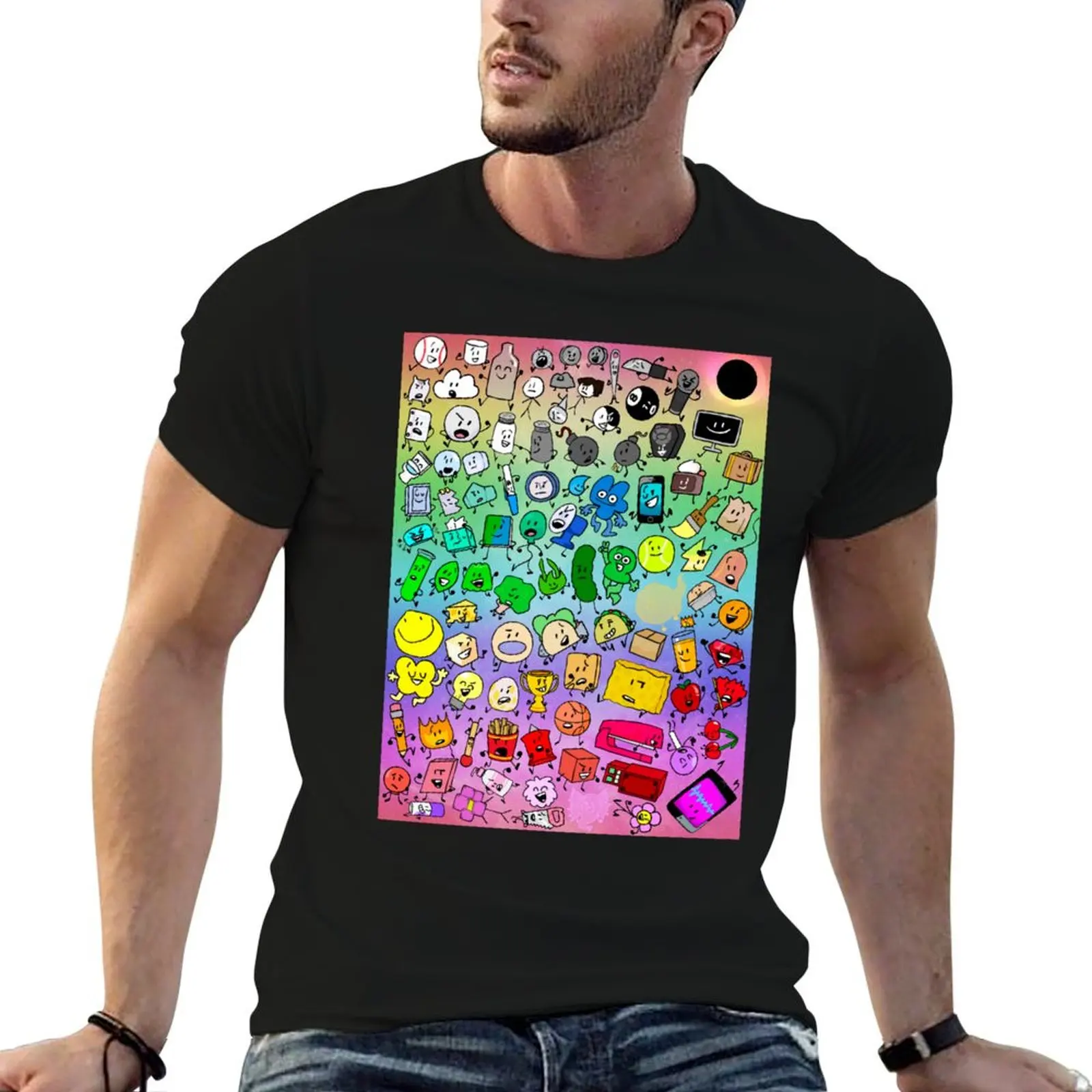 

BFDI Inanimate Insanity All Characters (Rainbow) T-Shirt t shirts for man cotton soft t shirt for man T-Shirt