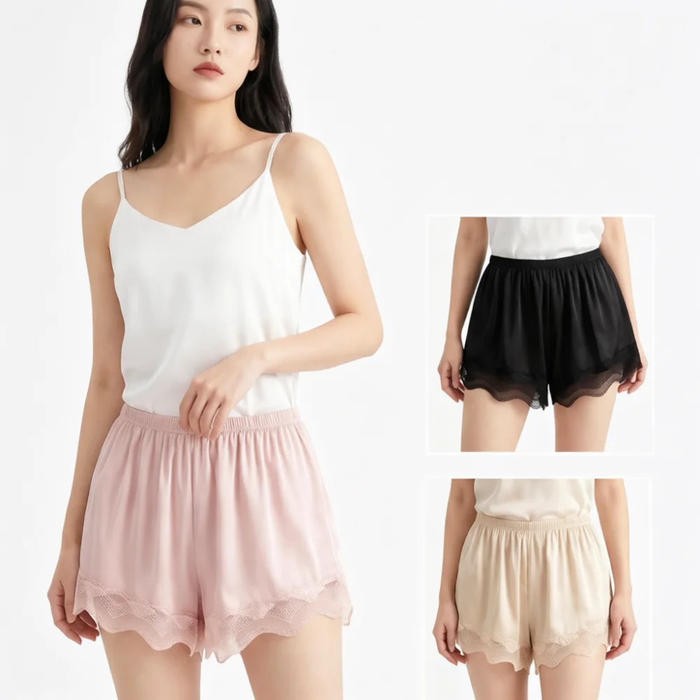 Soft Summer Safety Shorts For Women Lace Detail Loose Fitting Thin Fabric Breathable Undergarment Anti Chafing Panties