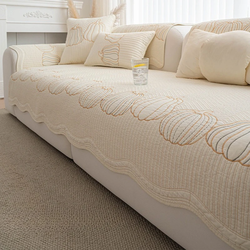 Premium Cotton Sofa Cushion Non-Slip Four Seasons Universal Sofa Mat Washable Slipcover for Straight Leather Sofa Home Decor
