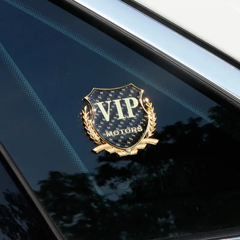 Car Labels Sticker Auto Body VIP Boat Decal Wheat Ear Pattern Metal Auto Signs Carbon Fiber Anti-Rust For Various Vehicles