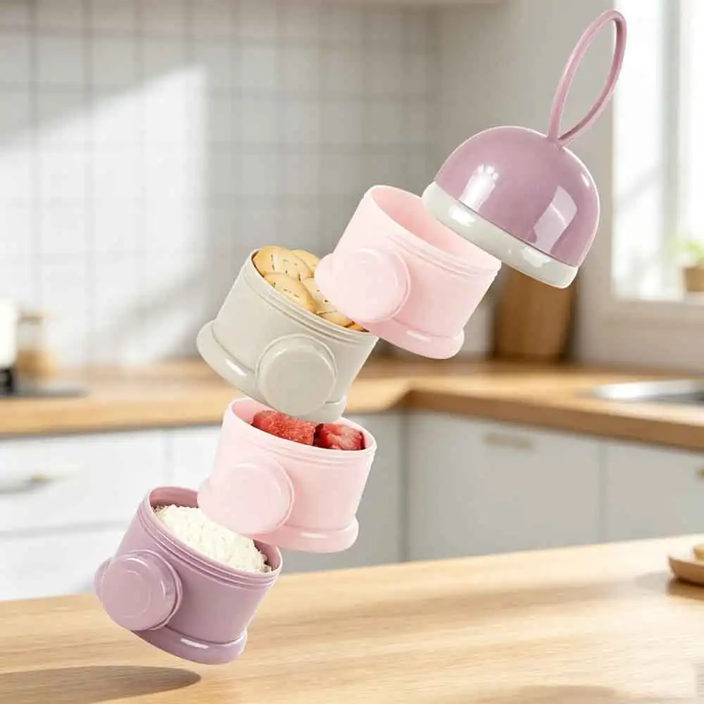 Snack Container Bear Style Milk Powder Box 4Layer Portable Multiple Openings Cereal Cartoon Infant Food Storag Box Toddle