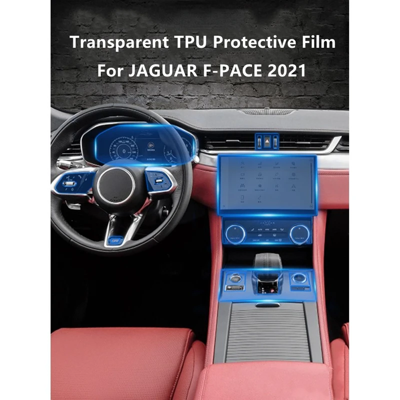 

For JAGUAR F-PACE 2021 Car Interior Center Console Transparent TPU Protective Film Anti-scratch Repair Film Accessories