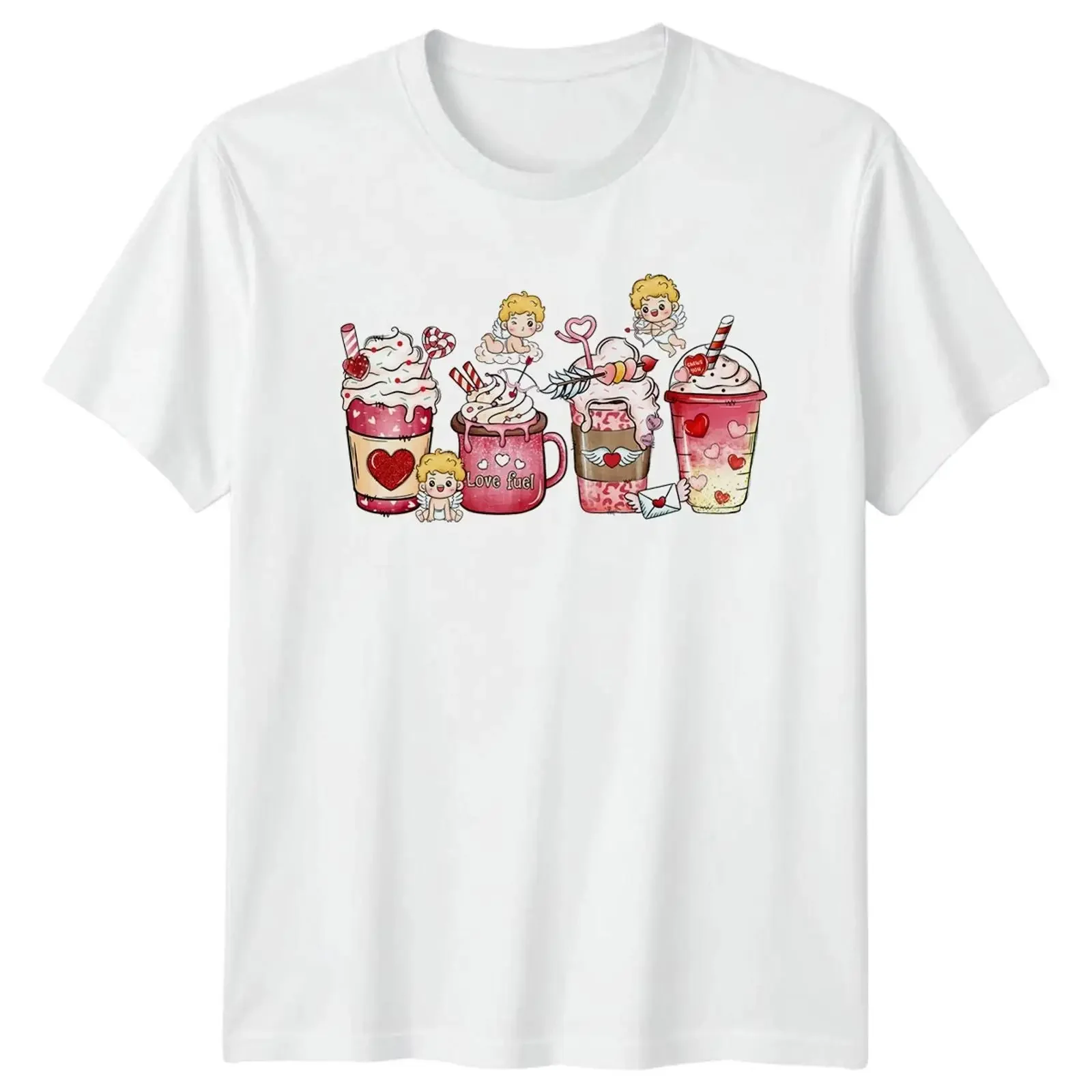 Love Fuel Valentinstag Getränke Herren T Shirt Damen Grafik Top vintage Washed Slightly Breathable Unisex Soft fashion graphic