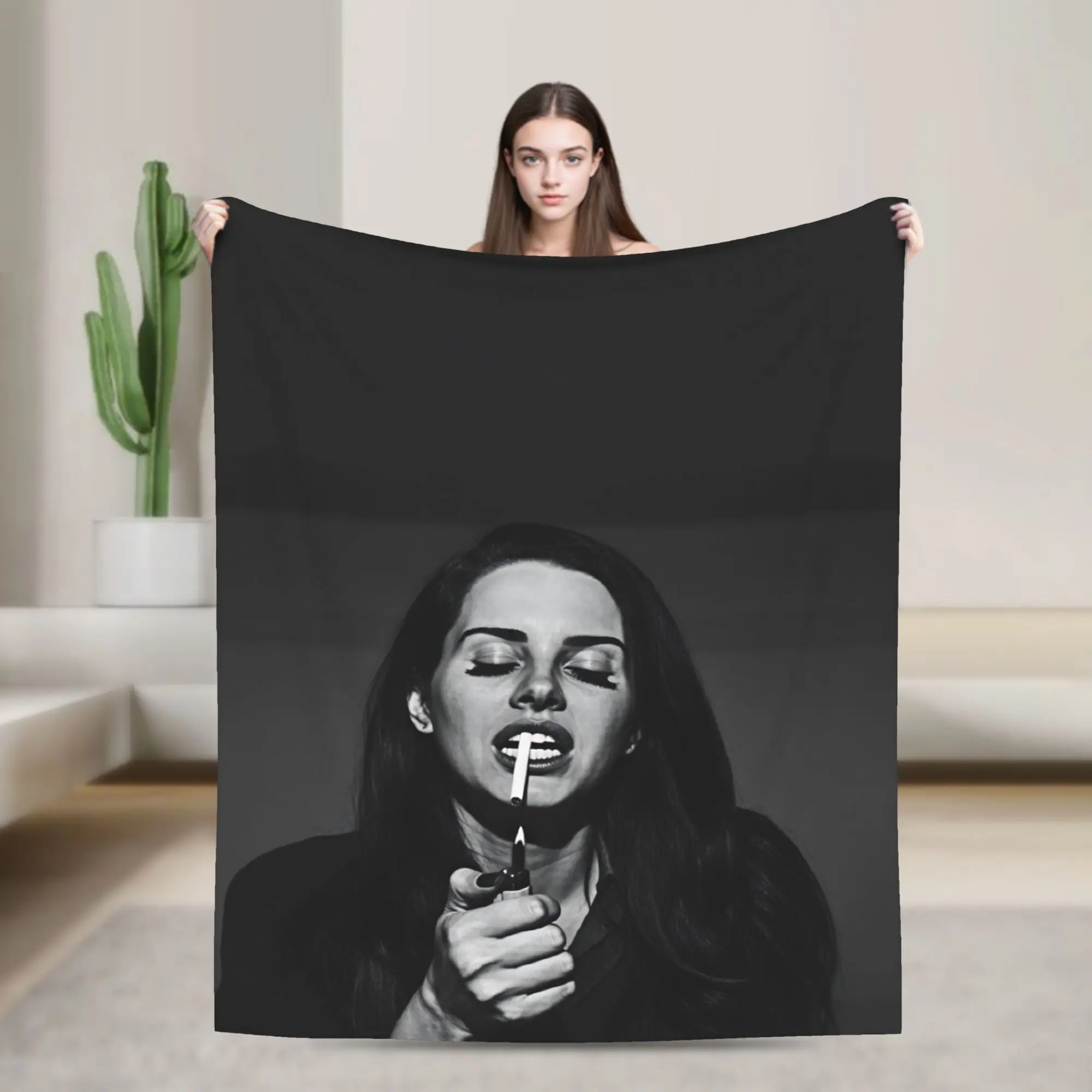 Super Soft Blanket Girls Boys Hot Singer Lana Del Rey Throw Blanket Flannel Bedspread For Couch Chair Comfortable Sofa Bed Cover