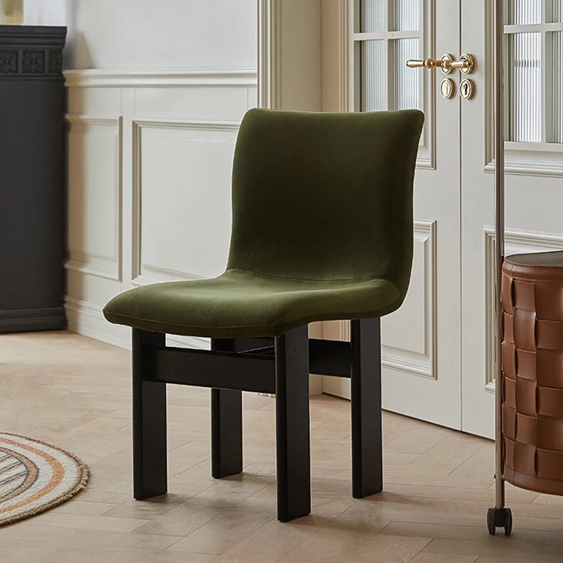 Solid Wood Backrest Upholstered Chairs, Nordic Furniture, Home Living Room Chair, Luxury Dining Chairs, Creative Makeup Stool