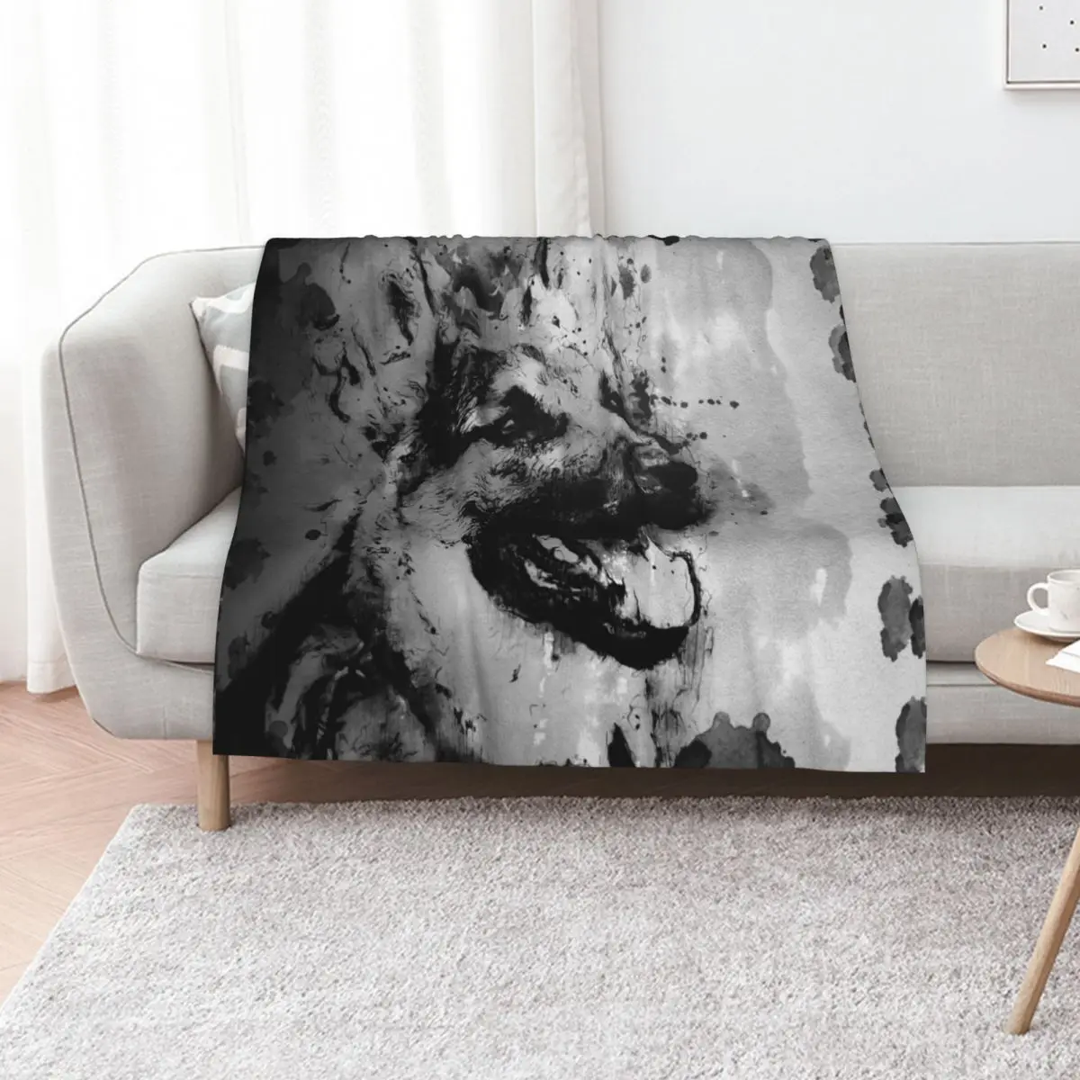 German Shepard dog Old Japanese ink painting portrait Throw Blanket blankets and throws Quilt Bed Cute Plaid Comforter Blankets